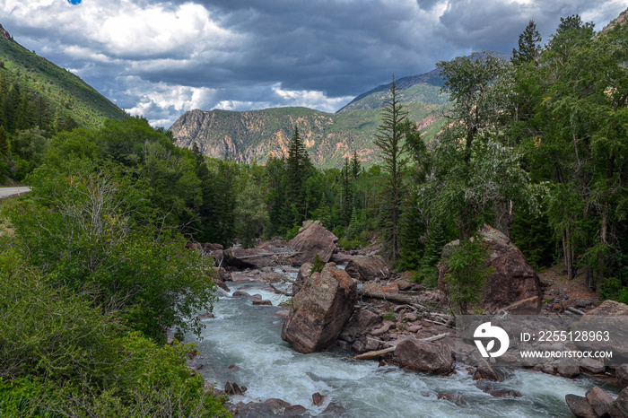 rapids on Crystal river in Rocky Mountains between Carbondale and Redstone (Pitkin county, Colorado)