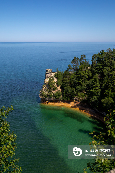 Minors Castle at Pictured Rock National Lakeshore in summer Michigan