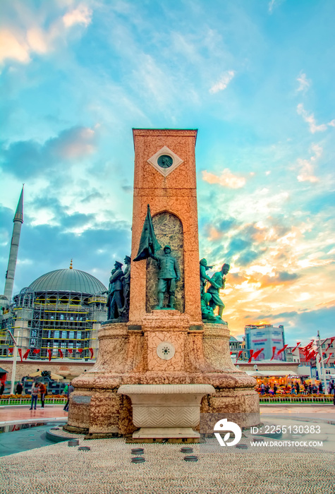 Taksim square in Istanbul .Taksim Istiklal Street is a popular tourist destination in Istanbul.