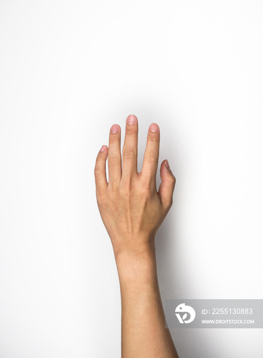 hand reaching on white background