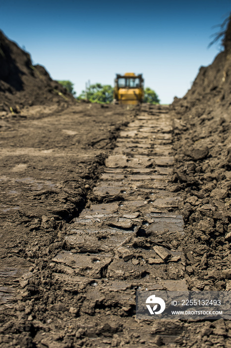 traces of bulldozer tracks