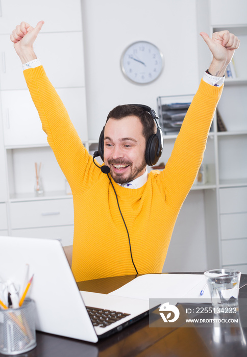 Man studying at online courses