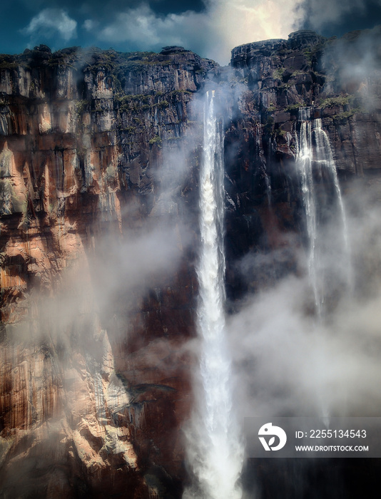 Vertical photo of Angel Falls taken from a plane