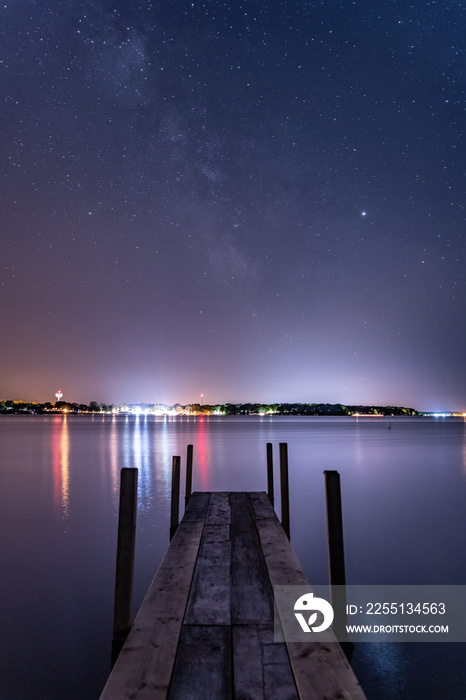 Dock Under The Milky Way On Lake Okoboji