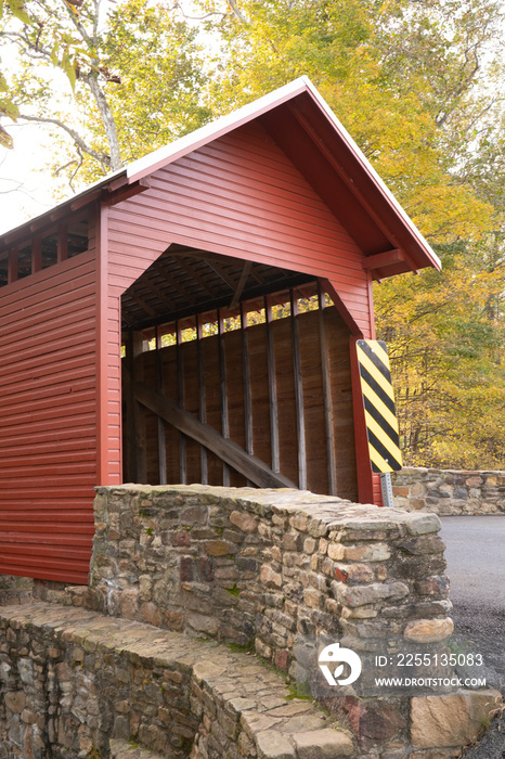 Side Front View Roddy River Covered Bridge Maryland State