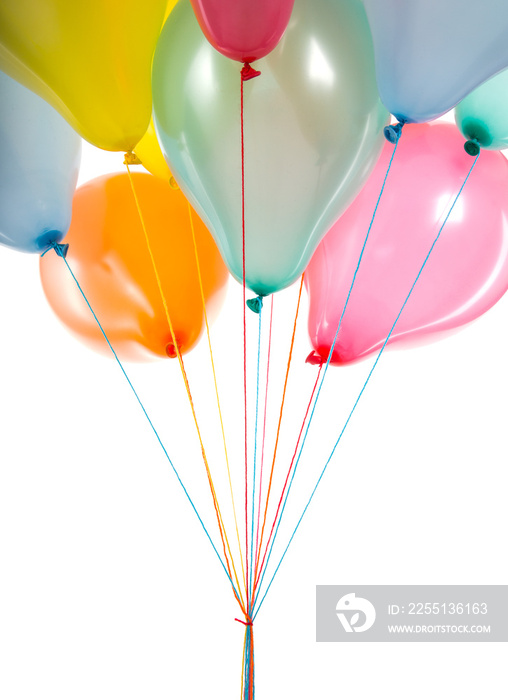 Colorful balloons isolated on transparent background