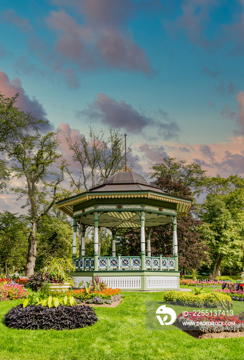 A beautiful ornate gazebo in a public garden in Halifax, Nova Scotia