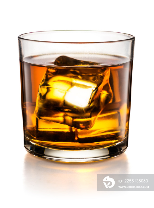 Glass of whisky isolated on white background