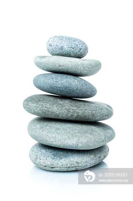 Stacked harmony stones in zen balance. pile of stones isolated on white background