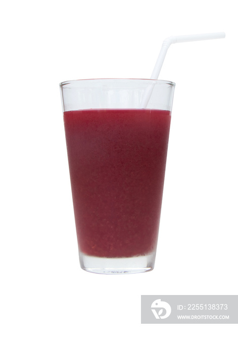 Beetroot Isolated cutout PNG.(Garden beet, Common beet) juice smoothie purple in tall glass with plastic straws white and fresh organics for refreshing drinks. Healthy drink detox juice nutritious.