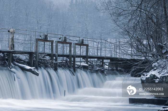 Water flowing at dam, Sweden