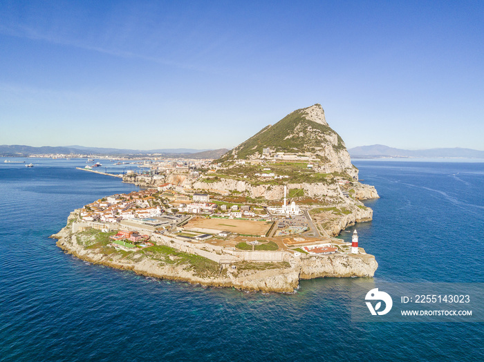 Famous Gibraltar rock on overseas british territory, Iberian Peninsula