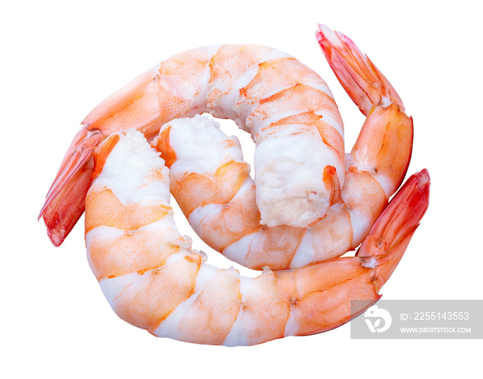 Cooked shrimps on White , Prawns on white background PNG File.