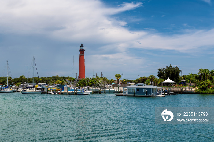 Ponce Inlet Lighthouse, marina near Port Orange, Daytona Beach, Florida.