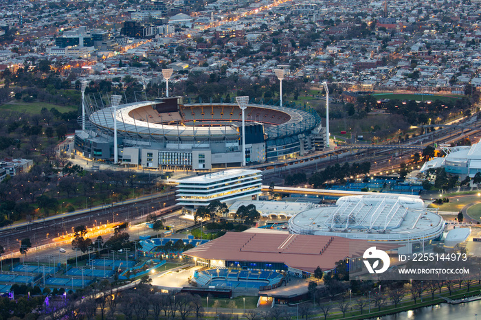 Melbourne Sports Precinct Aerial View at Night