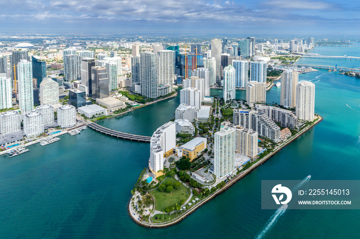 Downtown Brickell.Helicopter Aerial View.Miami City, .South Florida,USA