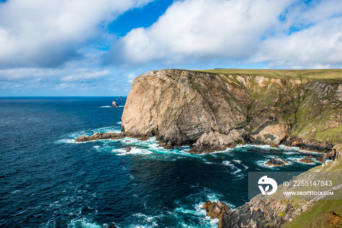 Beautiful view of blue ocean and clif in ireland