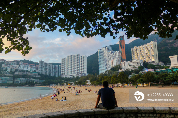 Travel backpacking at Hong Kong beach, Victoria beach, China