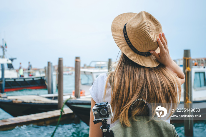 Female backpacker in Venice