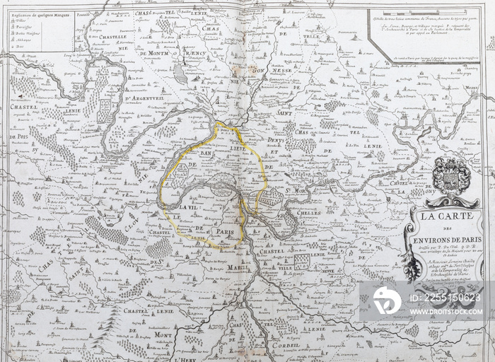 Old map of  Paris Region - From an 1656 Atlas of Geography from P. du Val - France (Private collection)