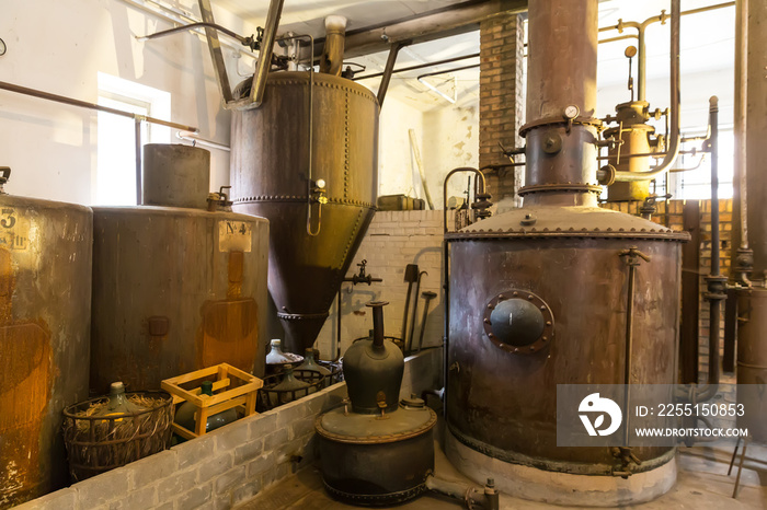 Old winery in boiler room, ancient european town