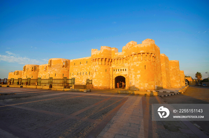 Outer view of The Citadel of Qaitbay (Qaitbay Fort), Is a 15th century defensive fortress located on the Mediterranean sea coast