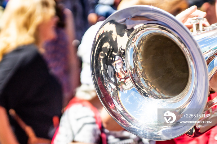 Trumpet playing at music festival