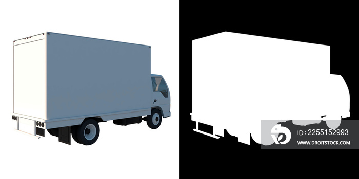 Cargo Van Truck 2- Perspective B view white background alpha png 3D Rendering Ilustracion 3D