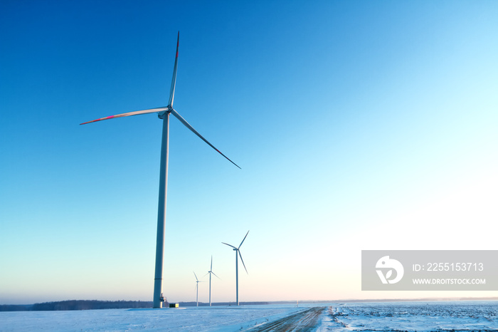 landscape with wind farm, winter time Poland Europe