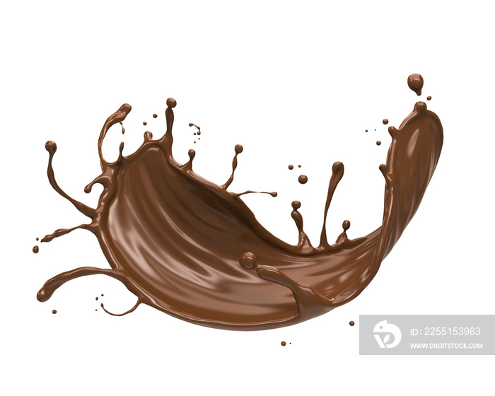 Chocolate Milk splash in shape of spiral and twist, 3d illustration.