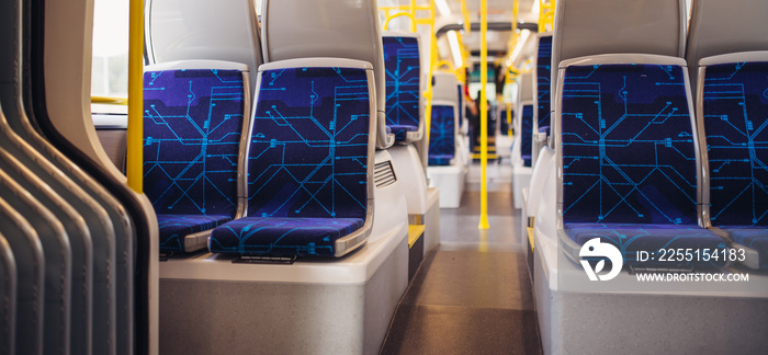 Empty seats on a bus due to Coronavirus pandemics.