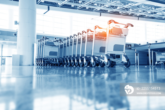 luggage carts at modern airport