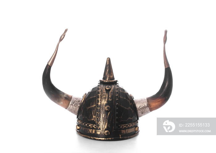 fantasy helmet with horns on a white background