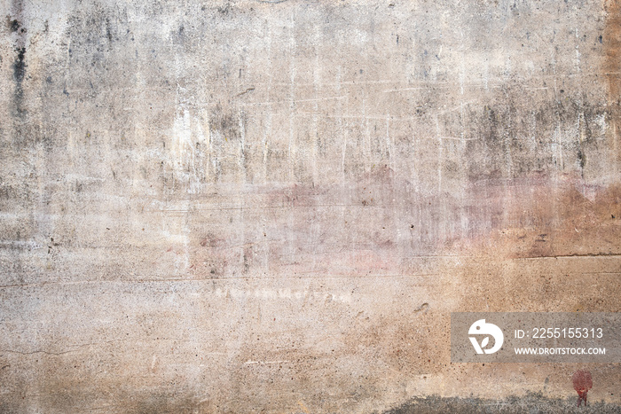 Empty Old Wall Texture. Painted Distressed Wall Surface. Grunge Stonewall Background. Shabby Building Facade With Damaged Plaster. Abstract Web Banner. Copy Space