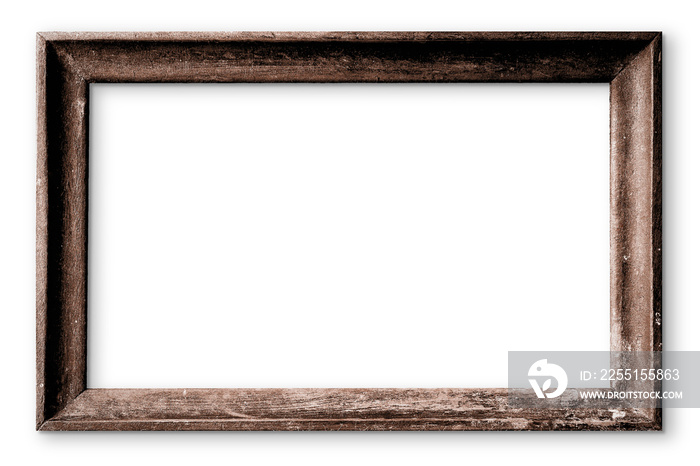 Black wooden picture frame for modern wall isolated on white background