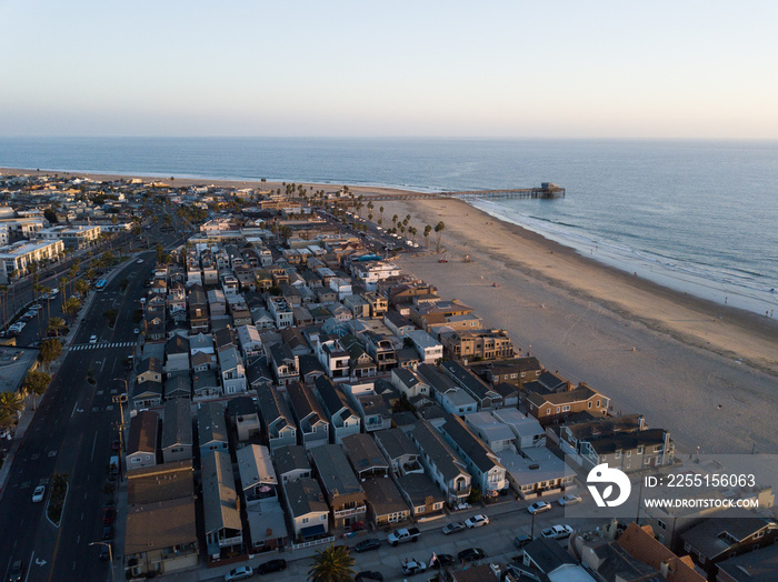 Newport Beach sunset aerial ocean pier landscape views