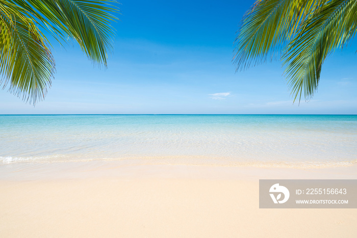 Sea view tropical beach with sunny sky.