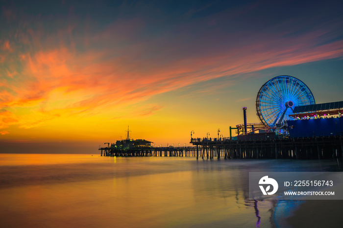 Sunset above Santa Monica Pier in Los Angeles