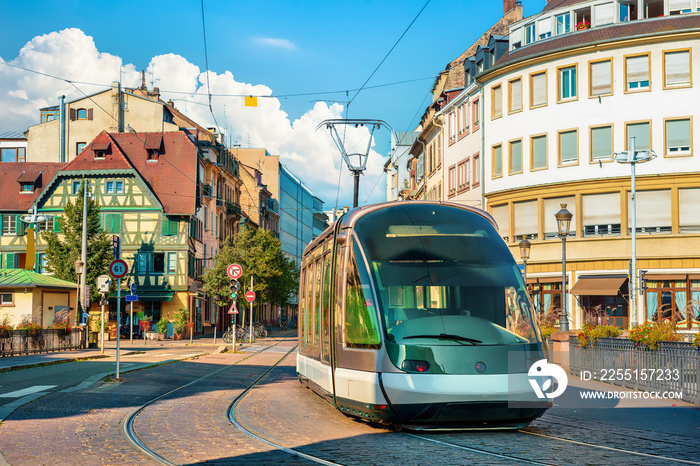 Modern tram in Strasbourg