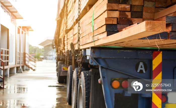 Timber transport truck Park waiting for inspection