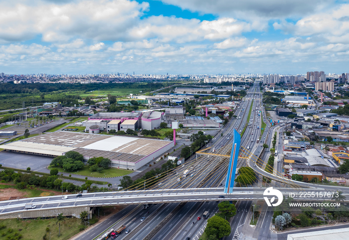 Guarulhos city, Dutra highway, city landmark on the bridge over the highway, (Guarulhos city)