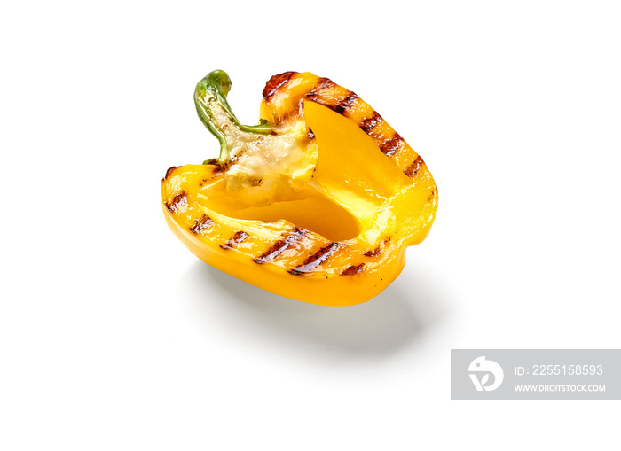 Tasty grilled pepper on white background