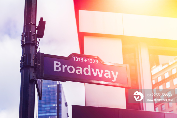 Image of street sign Broadway in Manhattan, New York City