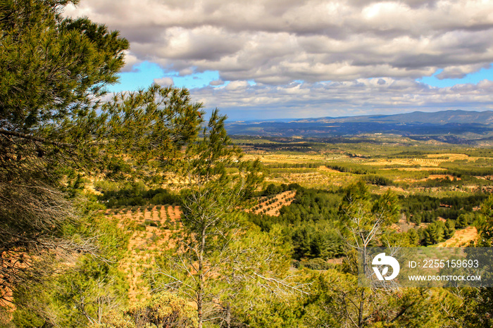 Landscape of the Sierra of Utiel Requena in Valencia, Spain