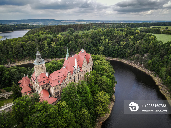 Czocha Castle in Poland from the air