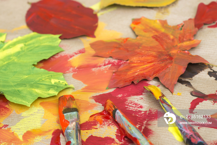 painted autumn leaves