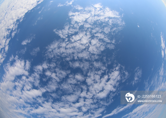 fisheye photo of blue sky and white clouds without planes