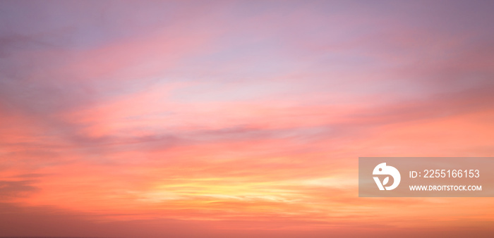 Twilight sky with effect of light pastel tone. Colorful sunset of soft clouds for background abstrac concept,