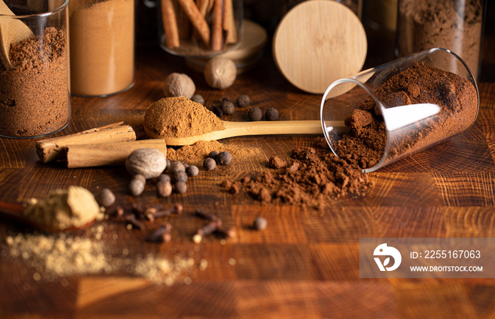 The Ingredients for Pumpkin Spice Cinnamon Nutmeg Allspice Clove and Ginger..