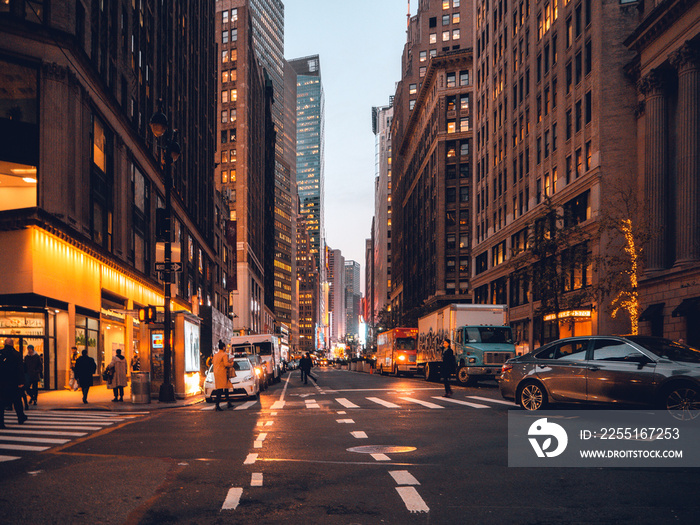 NYC street view at the evening